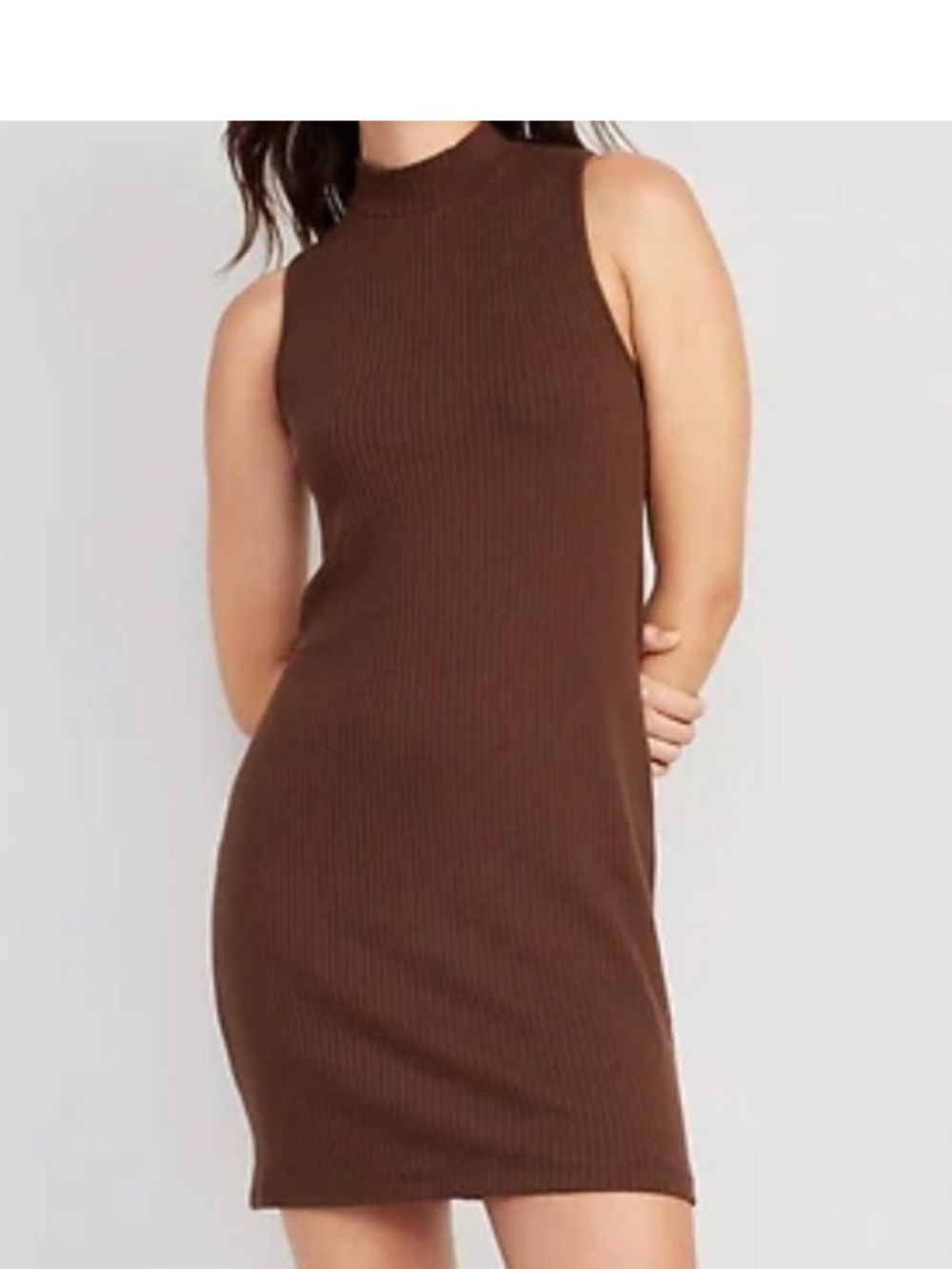 Old Navy brown Sleeveless Rib-Knit Mock-Neck Shift Dress large